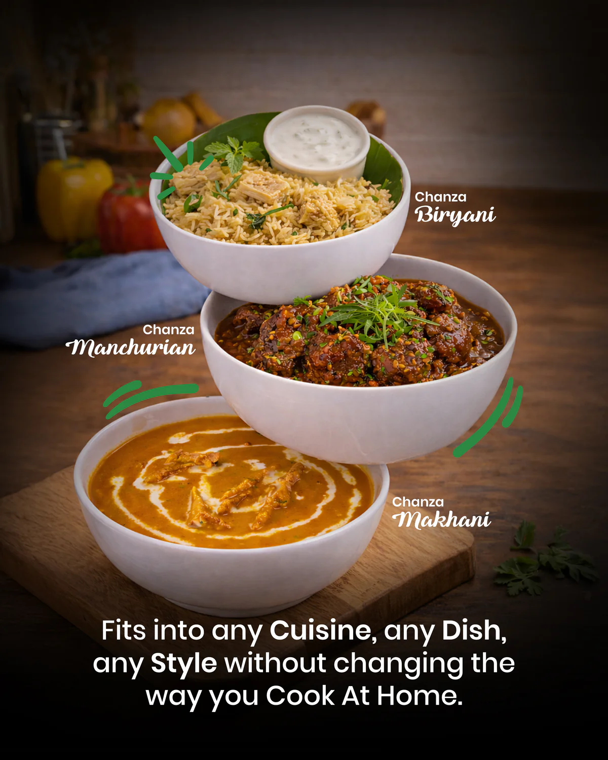 Chanza in Biryani, Manchurian, Makhani