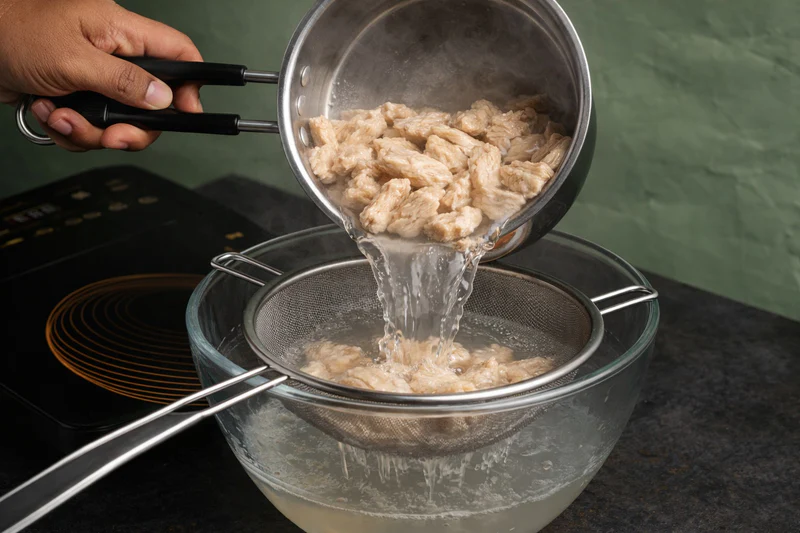 Draining boiled Chanza